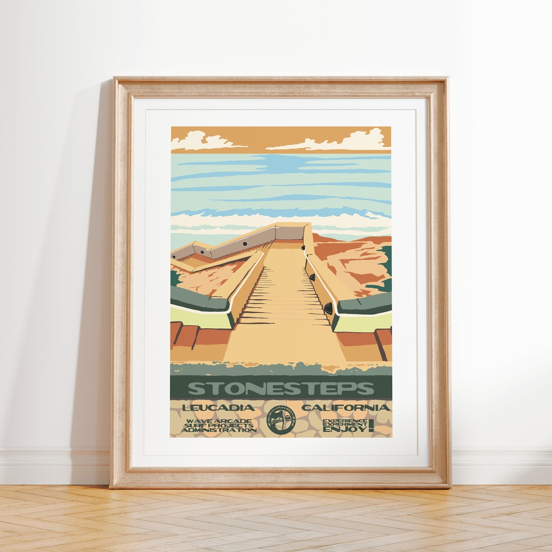 Stonesteps Surf Spot Leucadia California Stone Staircase Waves Poster