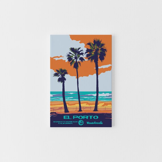 El Porto Manhattan Beach Ca Print National Parks Vintage Style Surf Art Framedunframed Coastal Print