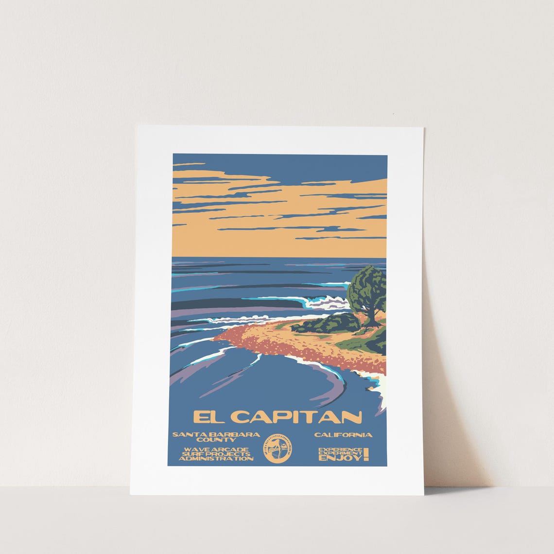 El Capitan Santa Barbara County California Sunset Surf Poster