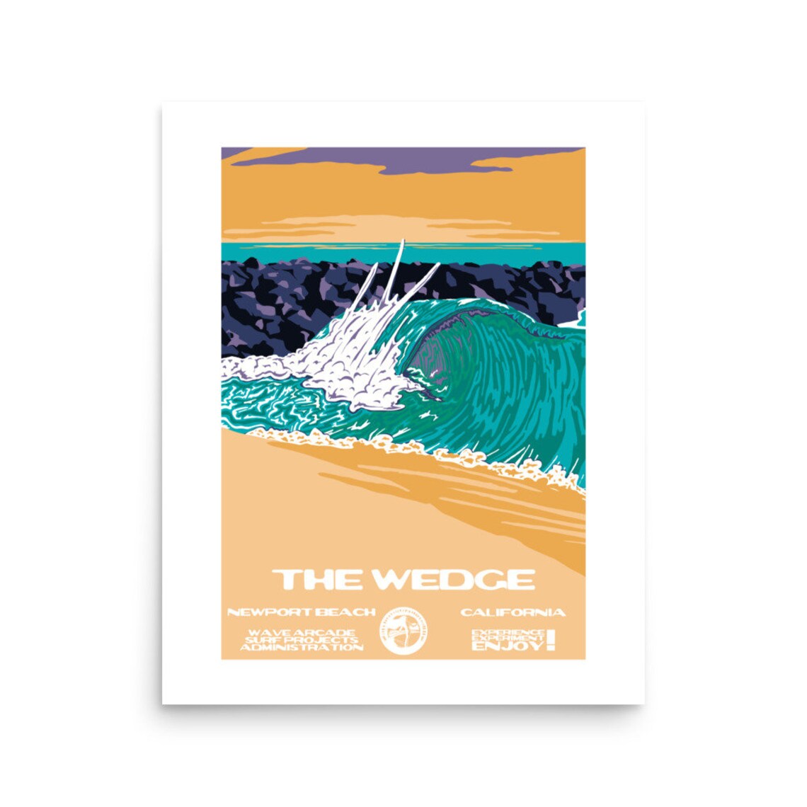 Copy The Wedge Newport Beach Ca Surf Poster National Parks Style - Image 2