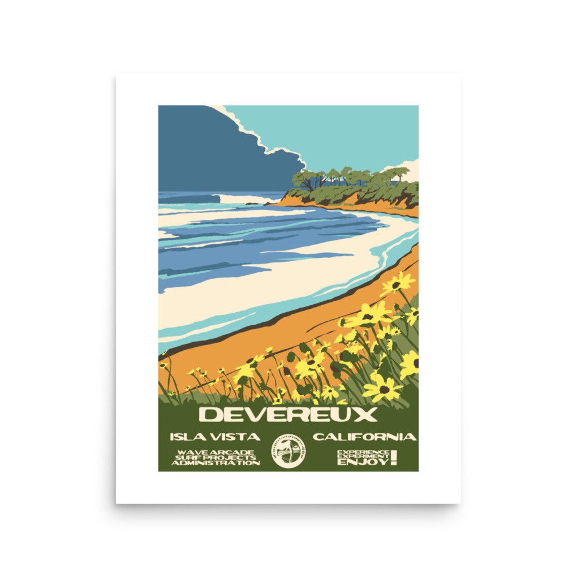 Copy Devereux Isla Vista Ca Surf Poster National Parks Style - Image 2