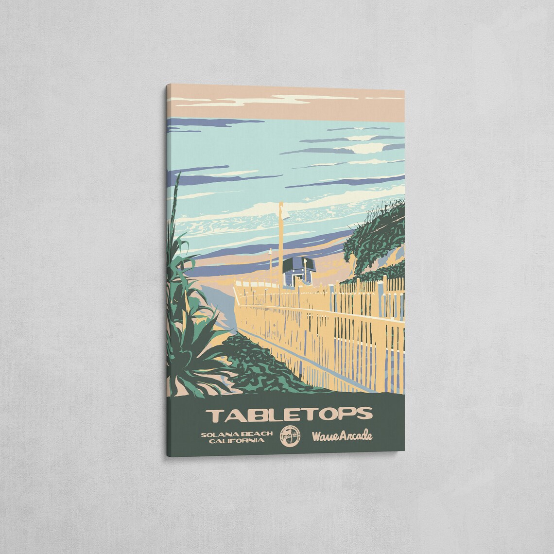 Tabletops Solana Beach Ca Print National Parks Vintage Style Surf Art Framedunframed Coastal Print - Image 2