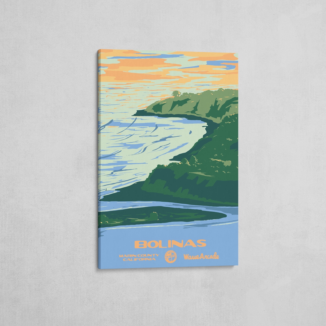 Bolinas Surf Spot Marin County California Green Headlands Cove Poster - Image 2