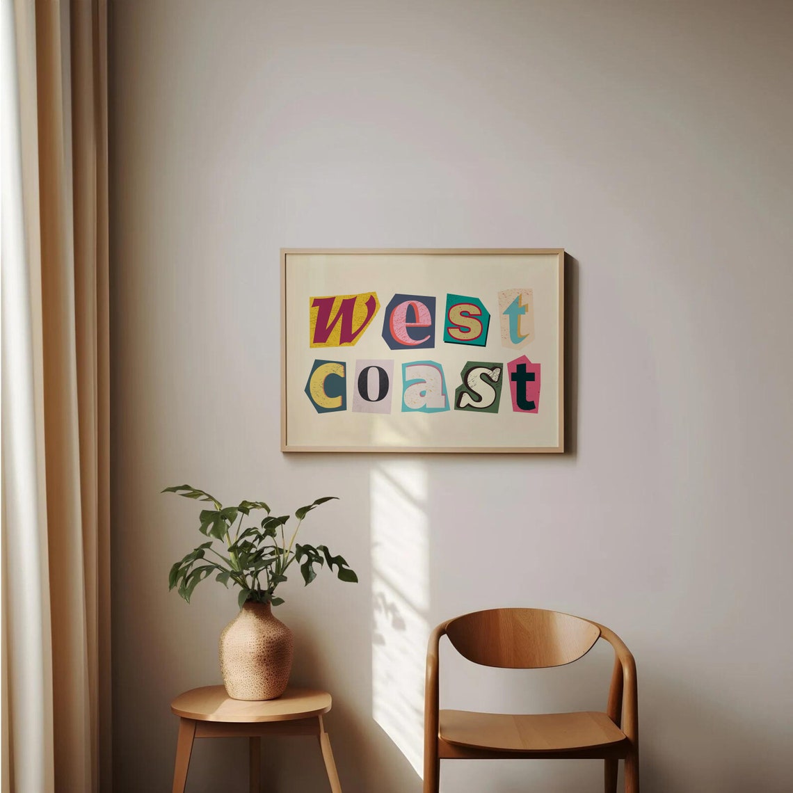 West Coast Cutout Ransom Note Style Colorful Magazine Letters Print - Image 3