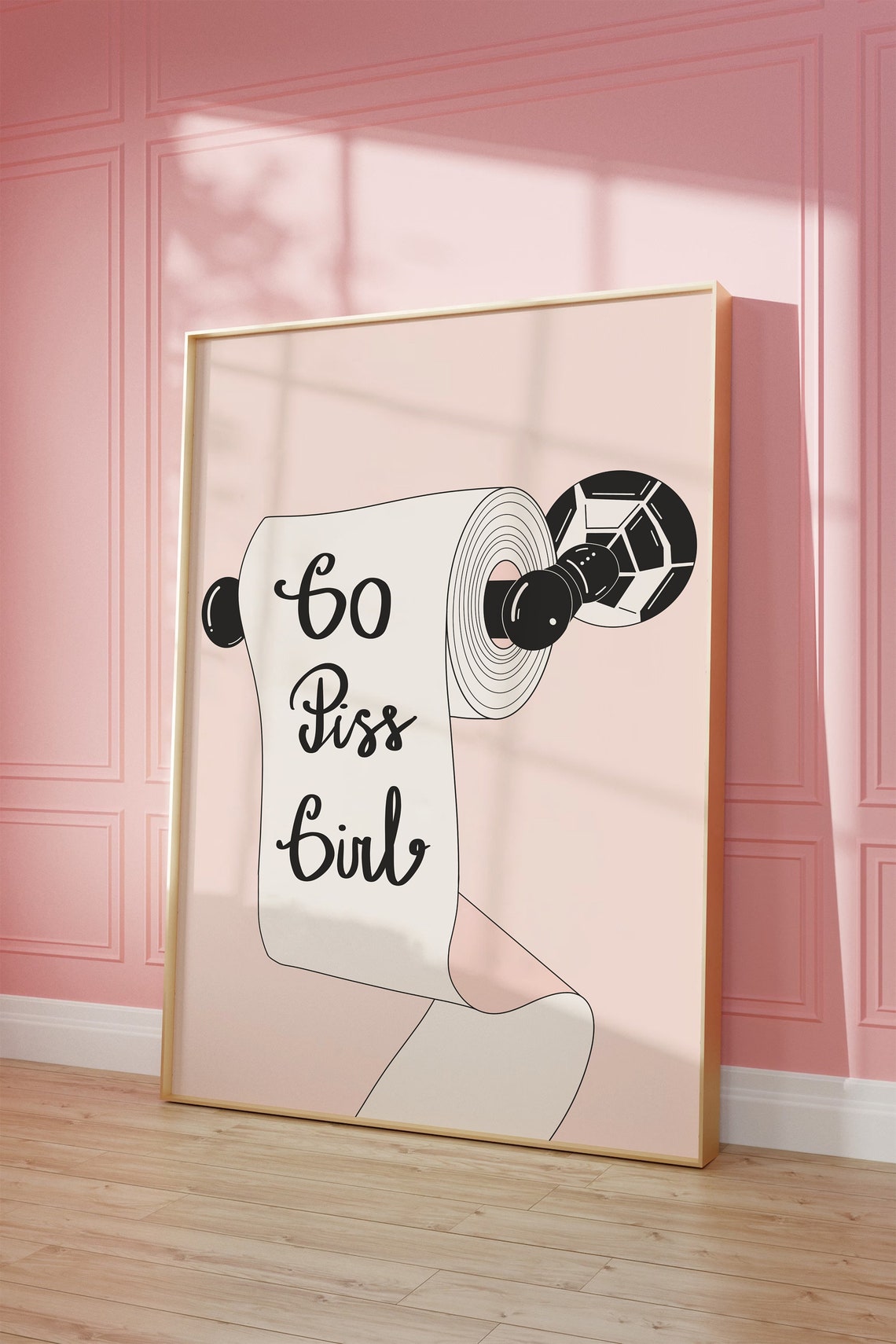 Go Piss Girl Retro Bathroom Art Print