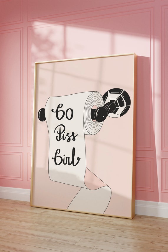 Go Piss Girl Retro Bathroom Art Print