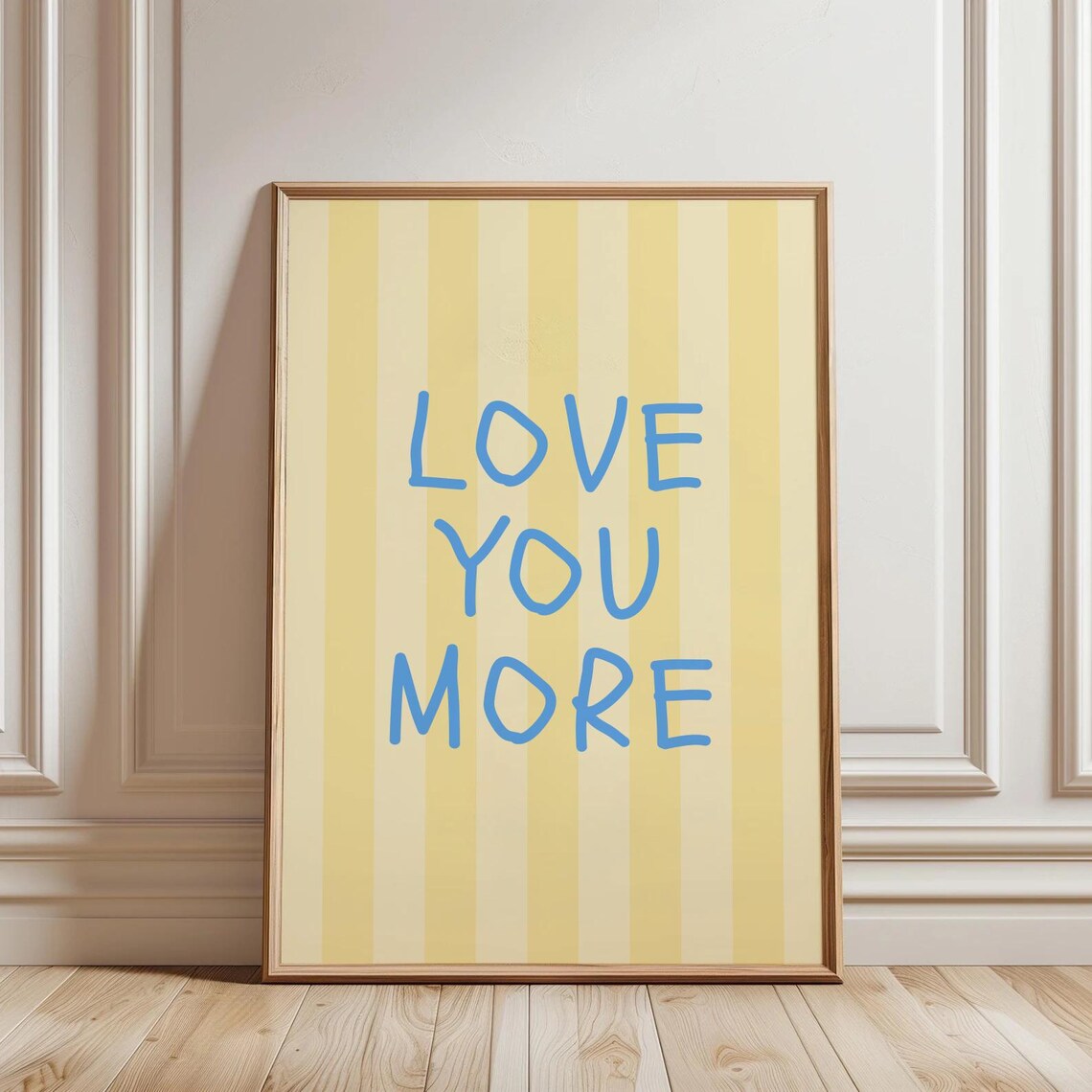 Love You More Print, Yellow Striped Coastal Decor
