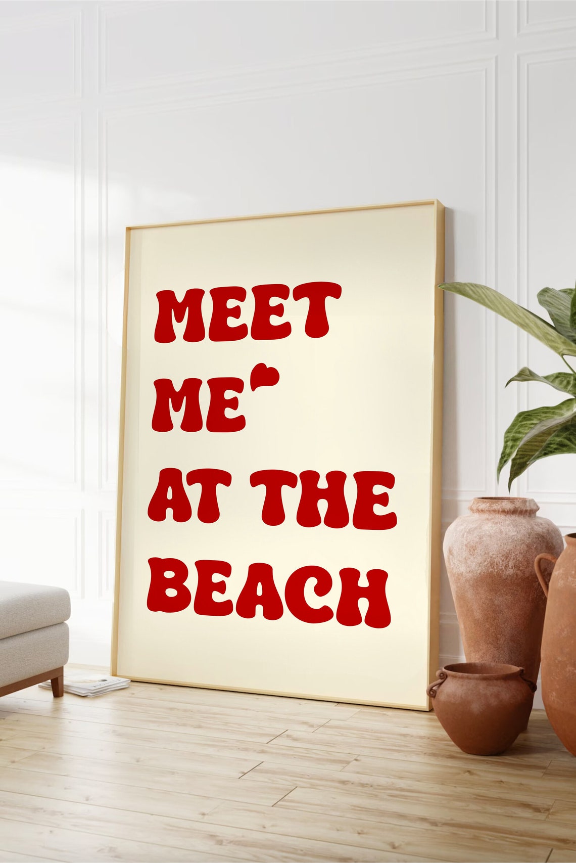 Meet Me At The Beach Wall Art Red Coastal Cowgirl Print Coastal Granddaughter Decor Coconut Girl Decor Trendy Poster Art - Image 2