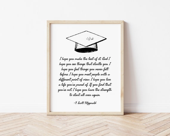 F Scott Fitzgerald Quote Inspirational Quote Print Graduates Wall Art Graduation Prints Grad Gift Inspirational Sign