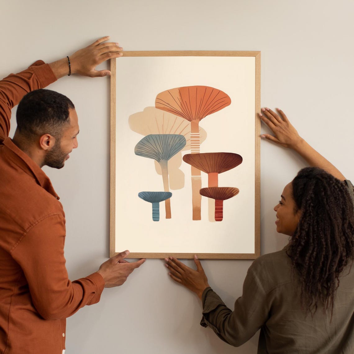 Warm Terracotta Abstract Mushroom Botanical Minimalist Poster - Image 4