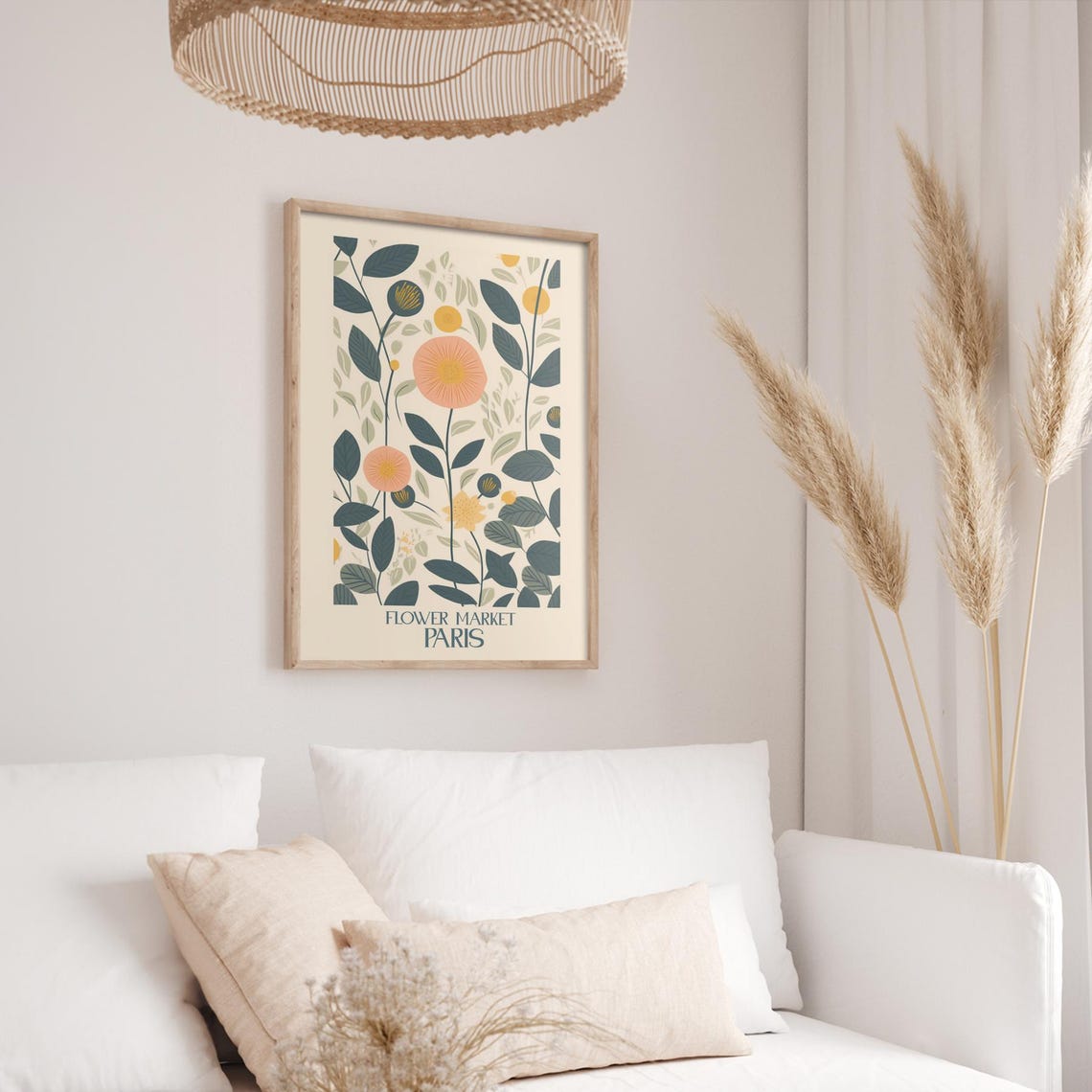 Paris Flower Market Peach Wildflower Botanical Wall Decor Poster - Image 4