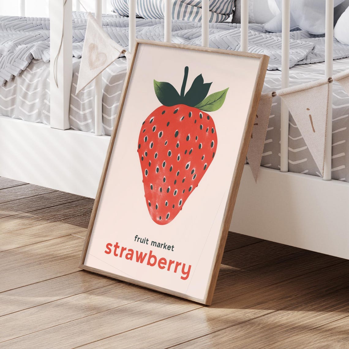 Strawberry Fruit Market Kitchen Retro Illustration Decor Poster