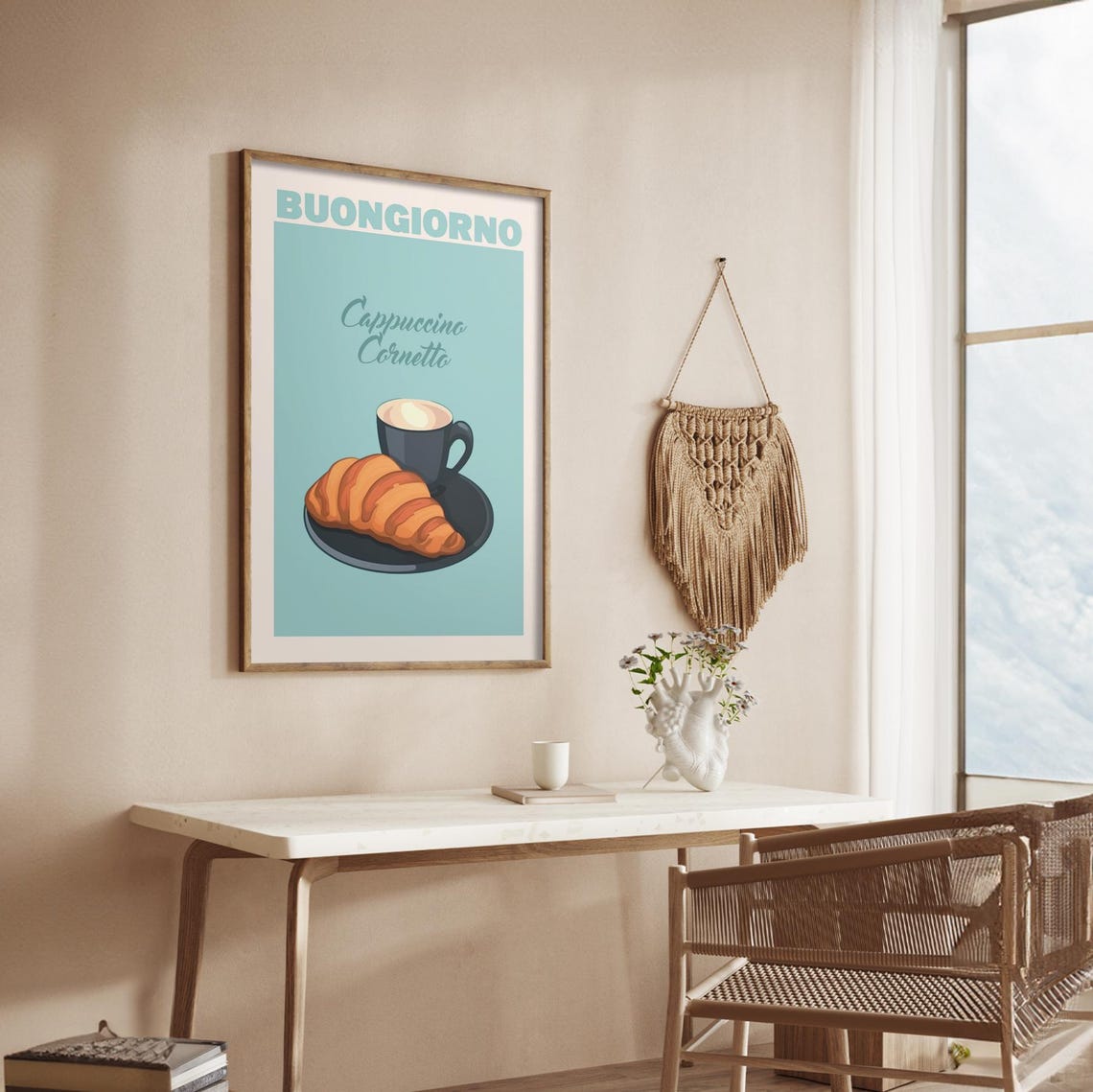 Buongiorno Cappuccino Cornetto Italian Breakfast Kitchen Poster - Image 3