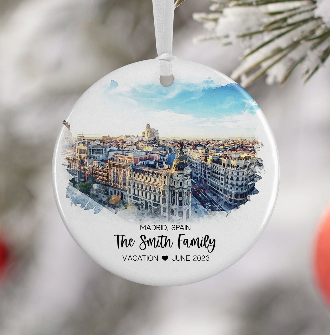 Madrid Spain Ornament Personalized Travel Poster