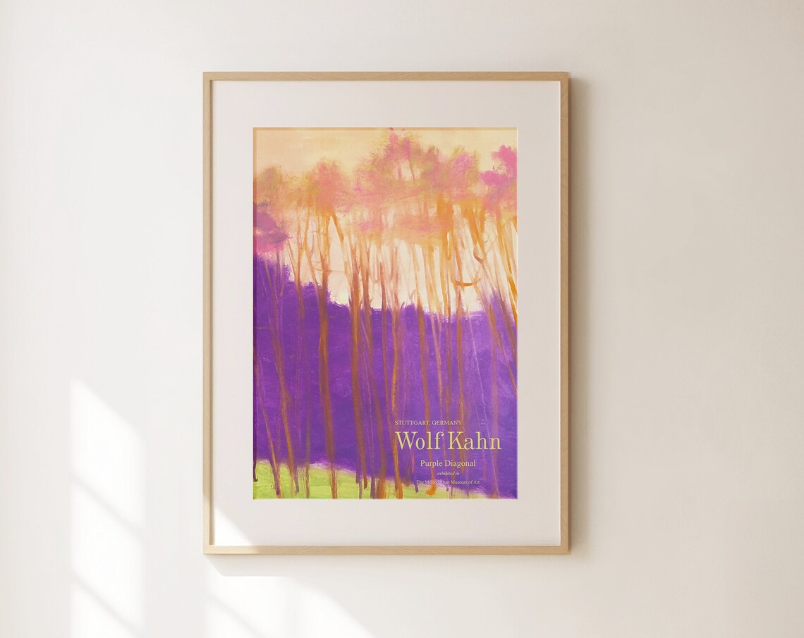 Wolf Kahn Purple Diagonal Violet Forest Landscape Modern Exhibition Poster