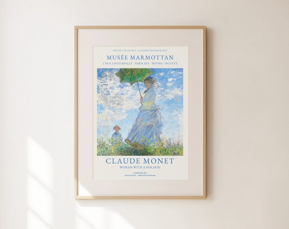 Claude Monet Print Woman With A Parasol Print Vintage Wall Decor Landscape Monet Wall Art Botanical Print Large Wall Art Living Room