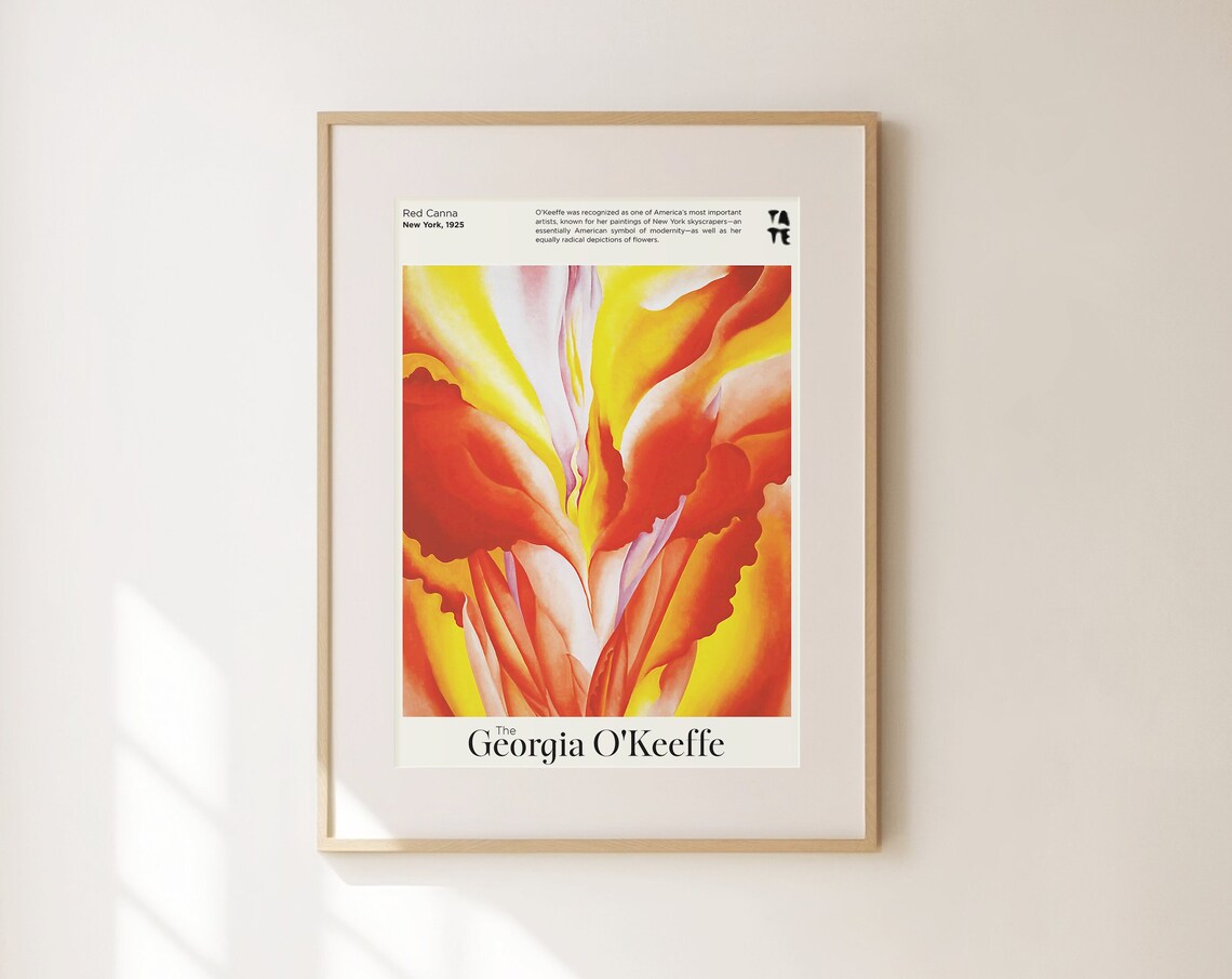 Georgia O'Keeffe Red Canna Tate Fiery Orange Floral Art Poster
