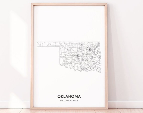 Oklahoma Map Print, Modern Office Decor