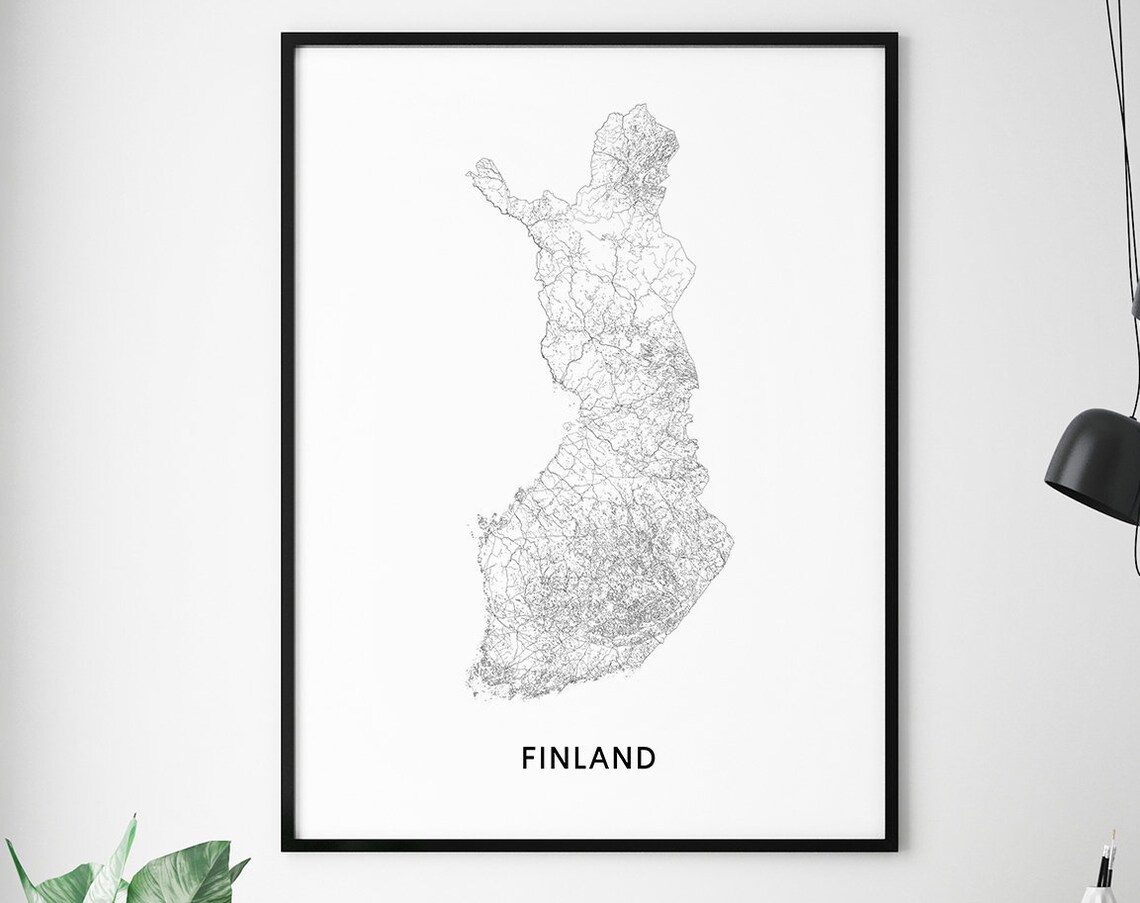 Finland Map Print, Modern Minimalist Travel Poster