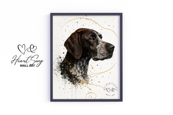German Shorthaired Pointer Dog Painting Earthy Splatter Art Rustic Decor Moody Autumn Portrait For Home Wall 806