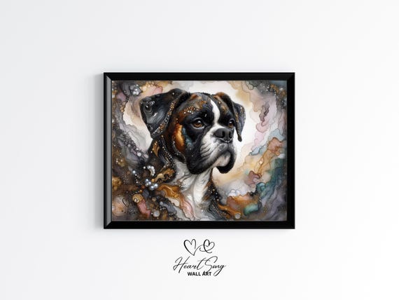 Boxer Dog Painting Rustic Abstract Wall Art As An Expressive Portrait For Modern Decor Lovers 829