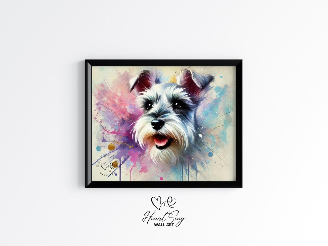 Schnauzer Watercolor Pet Portrait Art Print