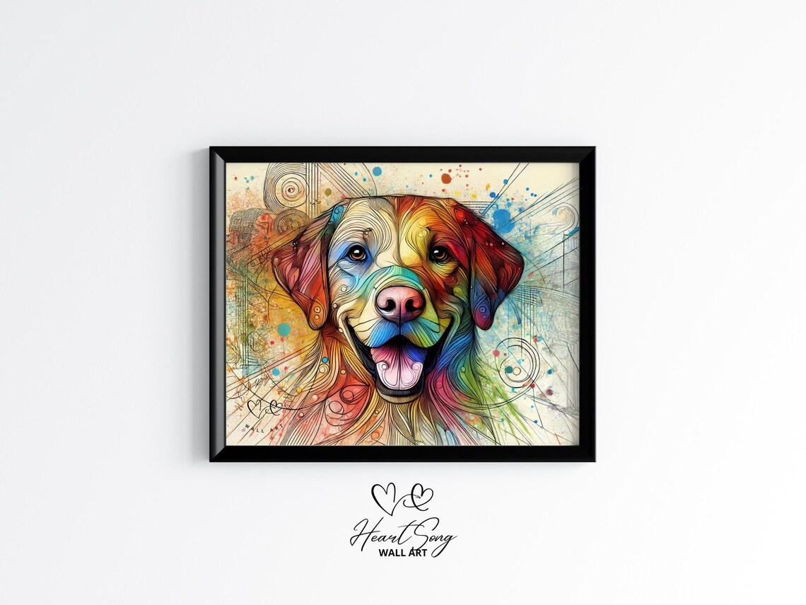Colorful Retriever Dog Abstract Watercolor Splash Happy Pet Poster