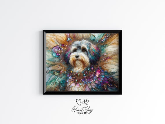 Havanese Dog Painting Rustic Abstract Wall Art In Soft Tones With Fluid Motion For Modern Decor Lovers 888