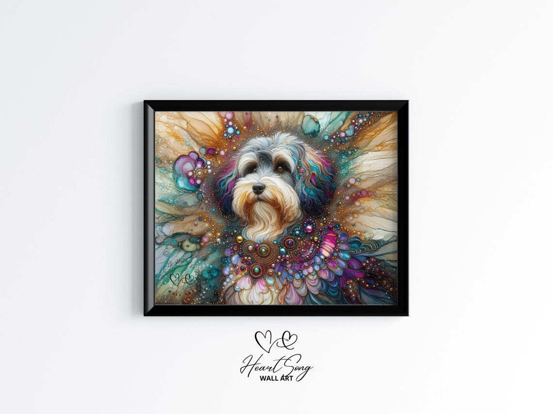 Havanese Dog Painting Rustic Abstract Wall Art In Soft Tones With Fluid Motion For Modern Decor Lovers 888