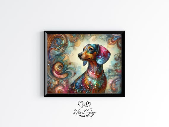 Dachshund Dog Painting Rustic Abstract Wall Art With Rich Alcohol Inkinspired Texture For Modern Decor Lovers 859