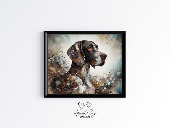 German Shorthaired Pointer Dog Painting Rustic Abstract Wall Art With Flowing Alcohol Ink Textures For Modern Decor Lovers 878