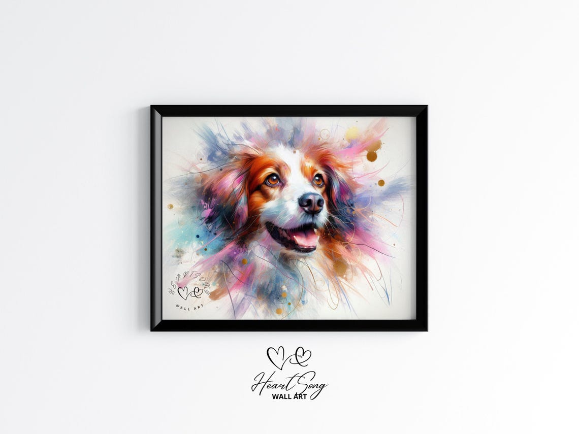 Cavalier Spaniel Colorful Watercolor Splash Dog Portrait Poster