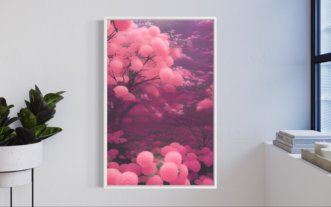 Dreamy Pink Cherry Blossom Forest Poster in Magenta Blossom Hues