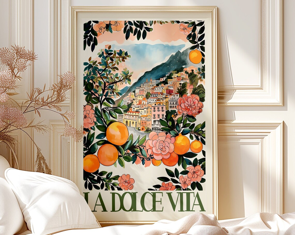 La Dolce Vita Italy Watercolor Travel Poster