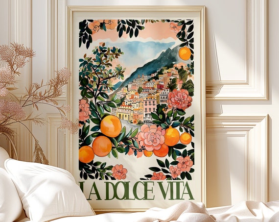 La Dolce Vita Italy Watercolor Travel Poster
