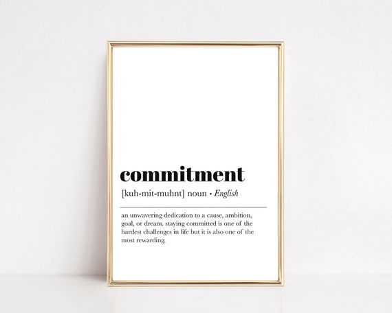 Commitment Definition Print Home Office Wall Art Entrepreneur Gift Home Office Decor Motivational Prints