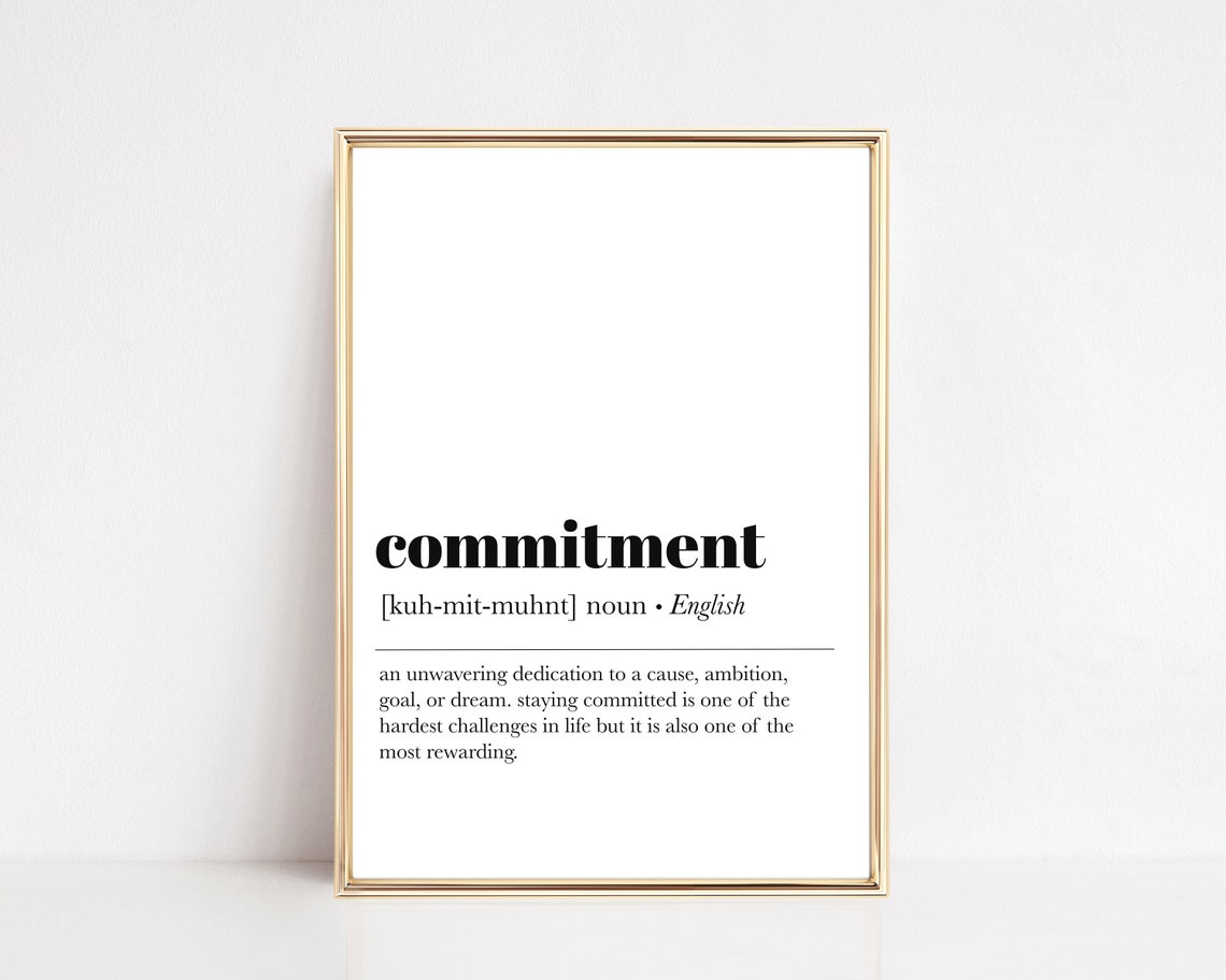 Commitment Definition Print Home Office Wall Art Entrepreneur Gift Home Office Decor Motivational Prints