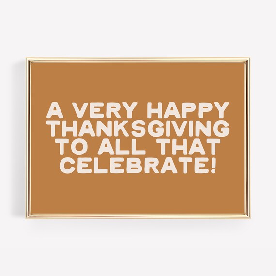 A Very Happy Thanksgiving Burnt Orange Cream Lettering Holiday Poster