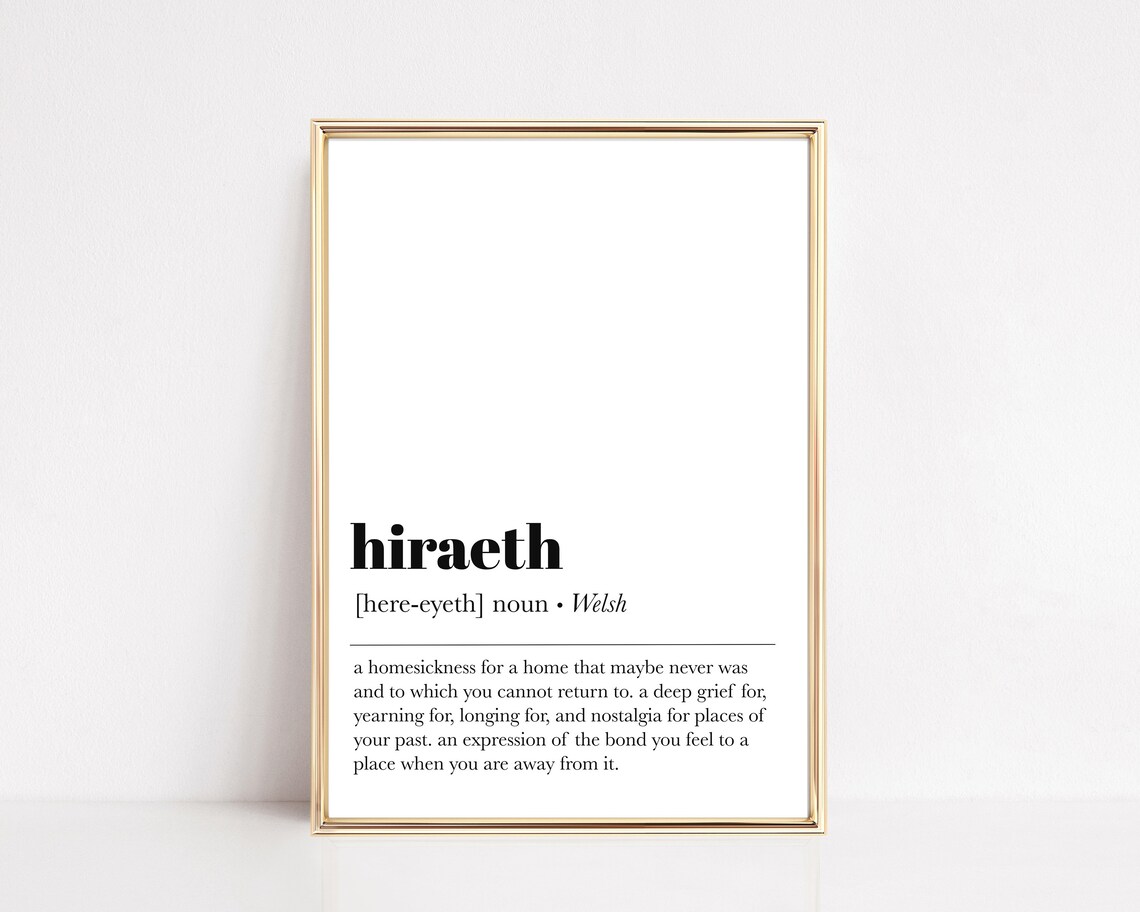 Hiraeth Definition Print, Welsh Living Room Art