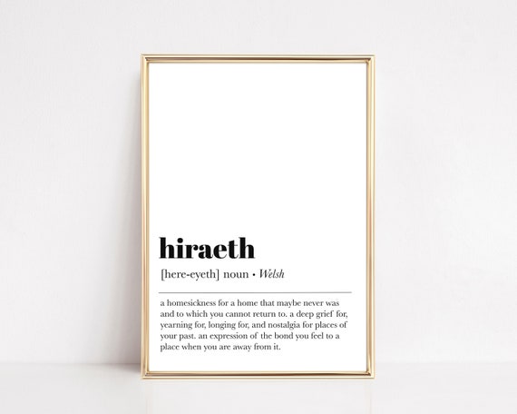 Hiraeth Definition Print, Welsh Living Room Art