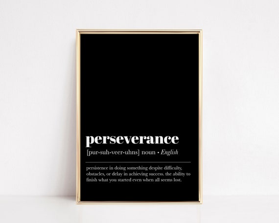 Perseverance Definition Wall Art Office Wall Art Motivational Decor Modern Home Office Decor