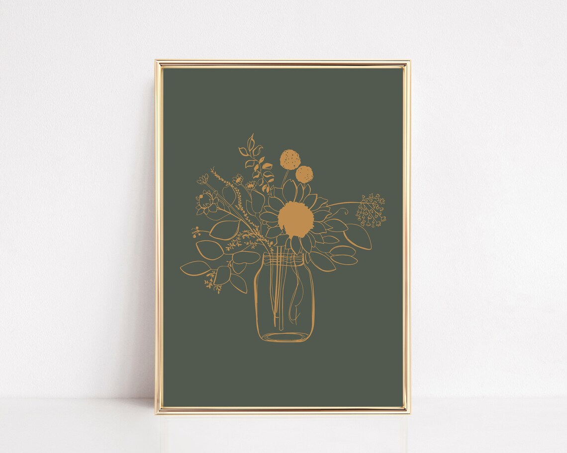 Fall Botanical Boho Art Print, Floral Decor