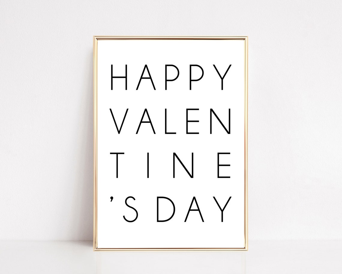 Happy Valentines Day Stacked Thin Modern Typography Minimalist Poster