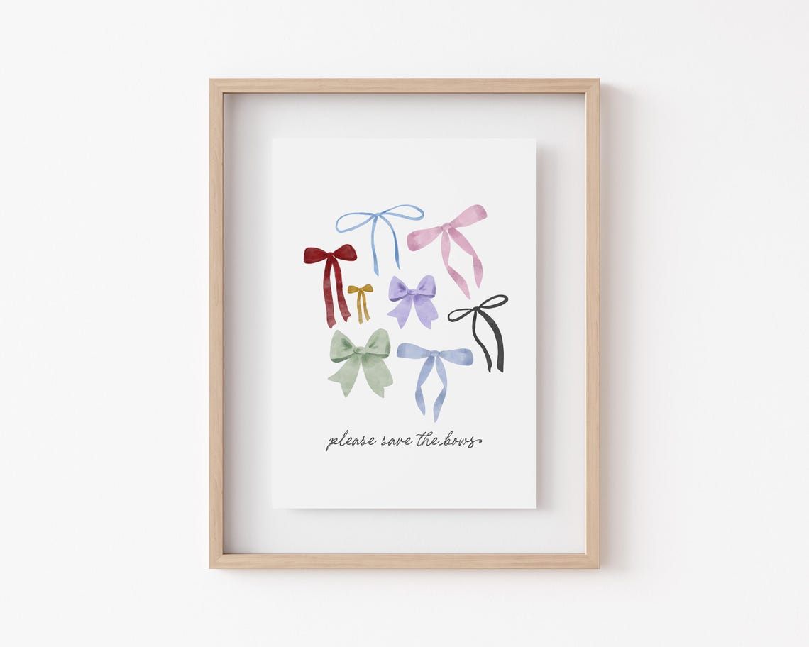 Charming Watercolor Bows Please Save the Bows Coquette Wall Art - Image 2