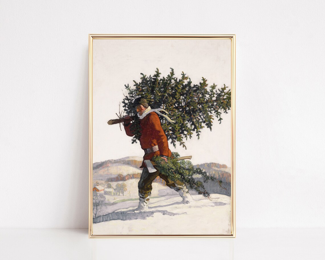 Christmas Tree Rustic Christmas Wall Art Print