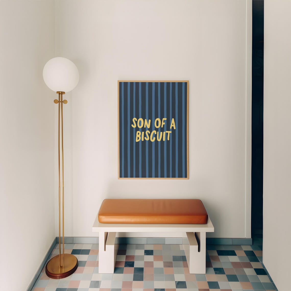 Funny Kitchen Wall Art Son Of A Biscuit Cute Kitchen Print Maximalist Kitchen Decor Trendy Striped Art Kikiandnim Print - Image 2