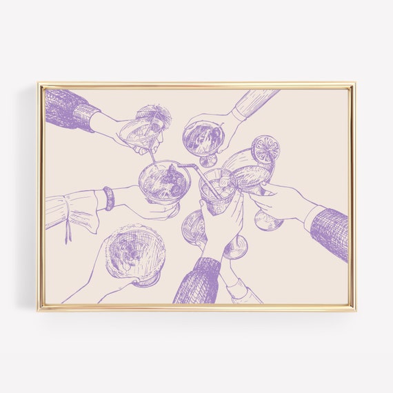 Cheers Sign Bar Cart Decor Lavender Wall Art Bar Cart Print Preppy Art Bar Cart Art Cheers Print Art