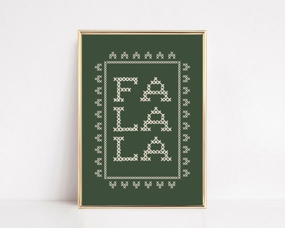 Fa La La Green Kitschy Christmas Wall Art Print