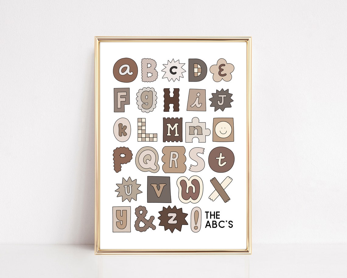 Abc Nursery Print Alphabet Poster Abc Sign Boho Nursery Decor Boys Room Wall Art Boys Room Decor Wall Art