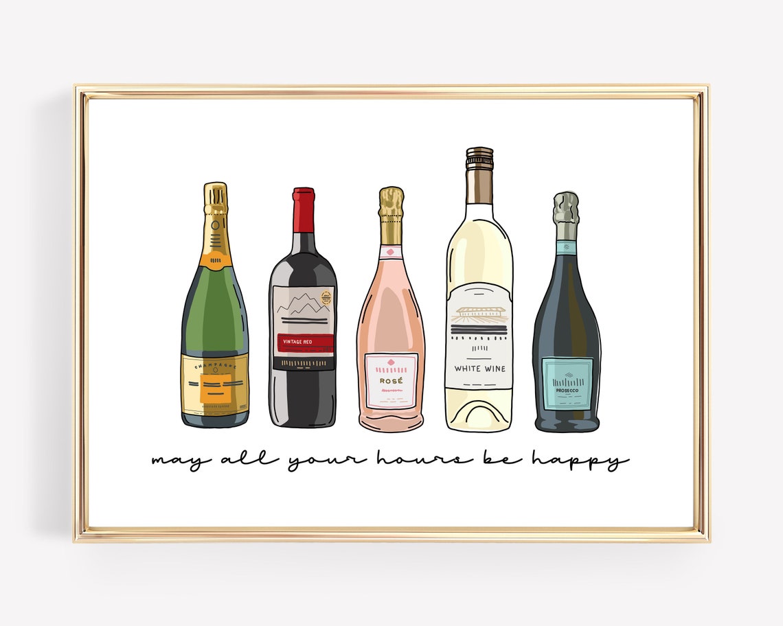 Wine Art Print for Bar Cart Happy Hour - Image 3